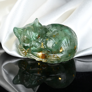 Nouvelles sculptures de chats en cristal en gros, pierres de guérison et copeaux de résine pour gravure décorative - Product Image 5