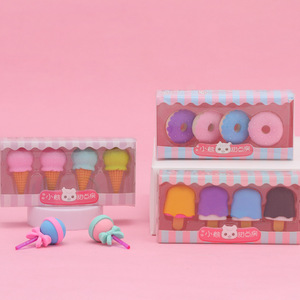 Juego de 4 Borradores de Lápiz Coloridos con Forma de Mini Helado, Divertidos y Kawaii para Niños - Product Image 3
