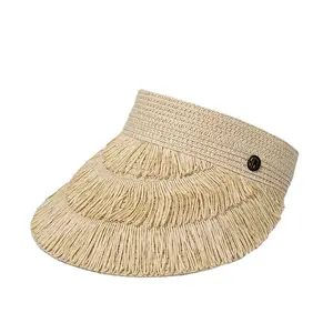 Nhà Máy Mới Mùa Hè phụ nữ rơm Sun Visor hat du lịch đuôi ngựa rộng vành bãi biển hat có thể gập lại Roll-up rơm Visor cho phụ nữ