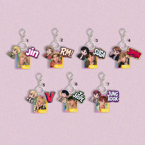 Porte-clés créatif en acier inoxydable et acrylique KPOP Idol Cute Cartoon Bangtan Boys JUNGKOOK <span class=keywords><strong>V</strong></span> Taehyung JIN SUGA RM JIMIN J-<span class=keywords><strong>HOPE</strong></span> - Product Image 2