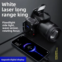 Lampe frontale de travail haute puissance U8, zoomable, longue portée, rechargeable, 1000 lumens, LED blanche, avec affichage numérique, pour le camping