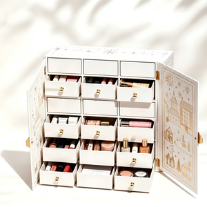 Custom White 18 Days Advent Calendar <b>Box</b> with Drawers Rigid Cardboard <b>Christmas</b> Blind <b>Box</b> Mystery Packaging Gift Wholesale - Product Image 3