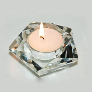 Portacandele a forma di luce da tè con diamante rotondo per matrimonio creativo portacandele Vintage in cristallo - Product Image 2