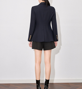 <span class=keywords><strong>Veste</strong></span> de costume <span class=keywords><strong>bleu</strong></span> <span class=keywords><strong>marine</strong></span> pour <span class=keywords><strong>femme</strong></span>, vente chaude, avec broderie et boutons dorés, élégante, coupe ajustée, <span class=keywords><strong>veste</strong></span> de bureau décontractée pour <span class=keywords><strong>femme</strong></span> - Product Image 4