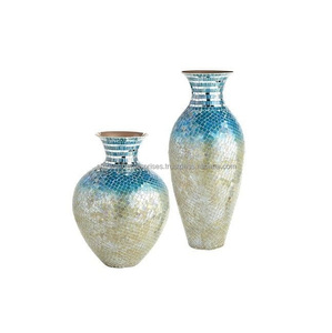 Florero de metal de vidrio de mosaico para decoración de hoteles y centros comerciales del fabricante indio - Product Image 1