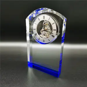 Neue beliebte Uhr Trophy Crystal Custom ized Glas Kristall Wanduhr Kristall Gedenk uhr