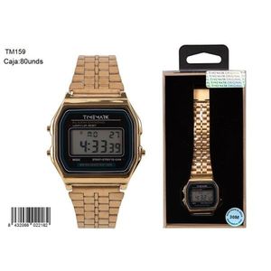 Timemark <b>Square</b> Classic Digital Watch Gold Metal Band 30M Water Resistant Men's Chronograph - Product Image 1