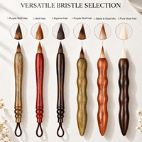 Pinceaux d'art naturels de petite taille, ensemble de peinture aquarelle portable court avec stylo-pinceau, réponse rapide