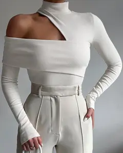 INS/американском стиле с длинными рукавами и отверстиями на верхнем слое рубашка 2023 с высоким воротом Весенняя блуза для женщин