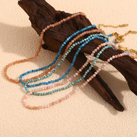 Collier QISEN bohème imperméable en pierres naturelles, plaqué or PVD, en acier inoxydable, délicat et coloré, pour femme