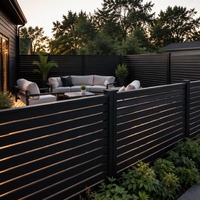Clôture de jardin en aluminium noir mat à lattes horizontales, aspect moderne et élégant, sans entretien, antirouille, installation facile