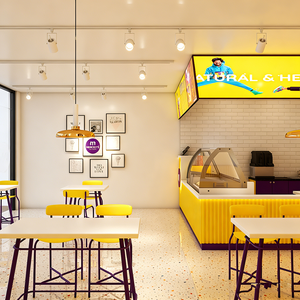 Airy Luxe Bakery & Coffee Market Stall Featuring Glass Display Case, Open Tiered Shelving, and Integrated Warm Lighting - Product Image 2