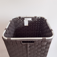 Panier à linge en nylon tissé noir avec roulettes pour les vêtements sales, poignée d'insertion solide pour un transport facile
