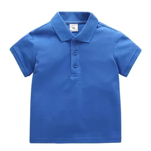 Maglietta estiva in cotone a maniche corte con risvolto per bambini maglietta Unisex per bambini in tinta unita