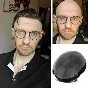 TOPUNIQUE TUS01 Peruca Frontal de Renda com Pele Fina e Invisível 100% Cabelo Humano Real, Sistema de Reposição Capilar Não Cirúrgico para Problemas de Calvície Masculina - Product Image 4