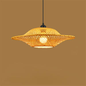 Asian Style Bamboo Jute <strong>Wicker</strong> Woven <strong>Lightshades</strong> Hanging Lamp for Restaurant Kitchen Home Decor Chandeliers &amp; Pendant Lights - Product Image 2