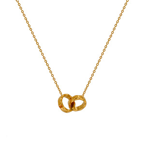 European American Style Gold Double Ring <b>Interlocking</b> Couple Pendant <b>Necklace</b> Titanium Steel Gold Plated Korean Fashion Gift - Product Image 5