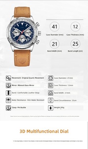 Reloj X-GEQCK para Hombre, Modelo <span class=keywords><strong>921</strong></span>, de Lujo, Deportivo, Casual, con Diseño de Dibujos Animados, Caja de Acero Inoxidable, Correa de Cuero, Cronógrafo, Resistente al Agua - Product Image 6