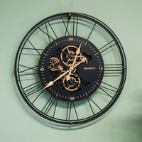 Horloge murale de luxe en métal Vintage, décoration murale industrielle mécanique