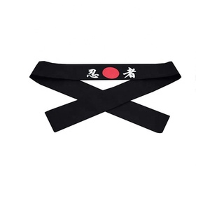 Bandeau de tradition <span class=keywords><strong>Hachimaki</strong></span> japonais en coton personnalisé noir bandeau de karaté - Product Image 2