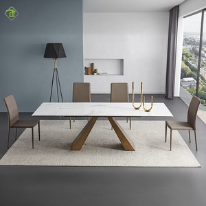 现代简约家居高端设计师意大利轻奢烧结石长方形餐桌椅套装 - Product Image 1