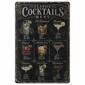 Plaques murales vintage <span class=keywords><strong>en</strong></span> métal de qualité commerciale pour cocktails, décorations personnalisées pour pub, club, restaurant, café, hôtel, <span class=keywords><strong>cuisine</strong></span>, art - Product Image 1