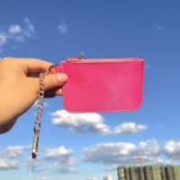 RTS personalisasi warna permen tahan air gadis nilon wanita tahan air Mini lucu dompet tempat kartu kunci gantungan kunci dompet koin nilon