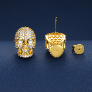 Gioielli di Halloween Hip Hop rapper placcato oro 925 in <span class=keywords><strong>argento</strong></span> Sterling VVS Moissanite Diamond glassato <span class=keywords><strong>orecchini</strong></span> a bottone con <span class=keywords><strong>teschio</strong></span> - Product Image 3