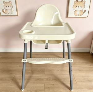 Silla Alta Portátil y Ajustable para Bebé con Patas <span class=keywords><strong>de</strong></span> Acero Inoxidable, Bandeja Desmontable y Reposapiés - Product Image 1