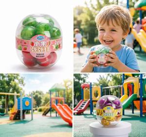 Bonbons Jouets Gommeux aux Fruits 96g, Billes Gommeuses Moelleuses Remplies de Confiture, Style Planète, 2 Couches, Grandes Billes en Contenant, Vente en Gros OEM - Product Image 4