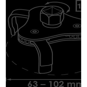 Llave de Garra Para filtro de aceite VIGOR ∙ V1281 ∙ Cuadrado de 1/2 pulgadas (12,5mm), hueco, hexágono exterior de 21 mm ∙ 63 - 102 mm - Product Image 4