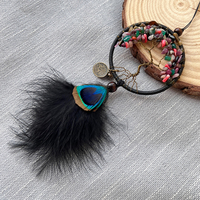 Attrape-rêves fait main bohème, pendentif pour rétroviseur de voiture, décoration de chambre d'enfant, plume noire, arbre de vie, charme, cadeau de bénédiction