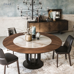 Mesa de comedor redonda de mármol EKAR Nova con elegancia moderna <span class=keywords><strong>Lazy</strong></span> <span class=keywords><strong>Susan</strong></span> para espacios de comedor - Product Image 4