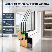 Fenêtre à battant en aluminium et bois pour maison passive, triple vitrage trempé, cadre composite, isolation thermique