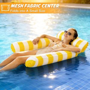 OEM/ODM Custom Logo Mesh Inflatable Pool Float PVC Water <b>Hammock</b> Summer Pool Floats for Water Activities Business Promotion - Product Image 6