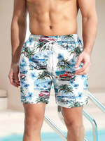 Maillot de bain de fitness à séchage rapide personnalisé pour hommes, short de surf de plage imprimé plantes, grande taille