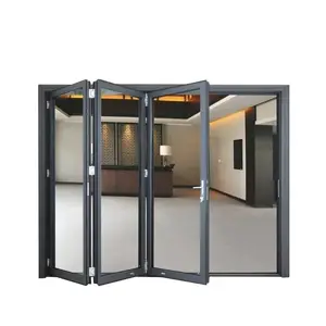 新设计中国供应双旧铝框隔热室内玻璃纤薄折叠铝双旧天井门