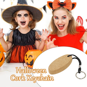 Halloween Đảng Keychain Người Đàn Ông Của Xe Móc Khóa Làm Bằng Gỗ Tinh Khiết PU Da Hình Cầu Nút Chai Cho Gia Đình Móc Khóa - Product Image 2