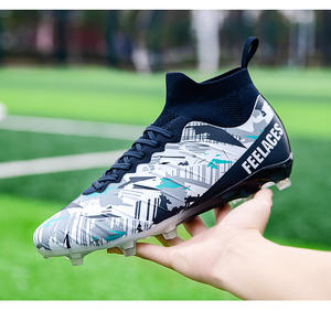 Tacos de Fútbol Juveniles de Corte Alto 2025 -AG para Césped Artificial, Soporte de Tobillo Acolchado, Cuero Sintético para Jugadores Júnior, Hecho en China - Product Image 2