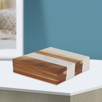 Ensemble de 4 sous-verres carrés en marbre et bois Dessous de verre carrés Décor de table Dessous de verre en marbre blanc
