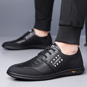 Zapatos Casuales de Cuero para Hombre, Blancos y Negros, con Cordones, para Oficina, Carrera, Cuatro Estaciones, Diseño Moderno para Adultos - Product Image 4