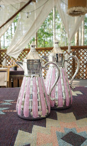 Cuerpo de acero inoxidable caliente Revestimiento de recarga de vidrio Rosa Acero inoxidable Árabe Dallah Aislado Agua Frasco de vacío Jarra Cafetera - Product Image 5