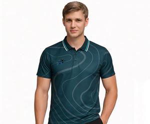 Camisas de Golf a Rayas Tejidas Personalizadas de Fábrica para Hombre, Impresión por Transferencia de Calor, Secado Rápido, Absorción de Humedad, Manga Corta, Poliéster 210g - Product Image 5