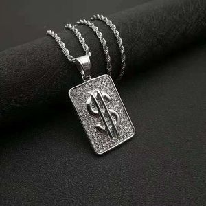 ฮิปฮอปจี้เพชรสร้อยคอทองเงินชุบสัญลักษณ์ดอลลาร์ผู้ชายสวมใส่ทุกวันเครื่องประดับไทเทเนียมเหล็ก DZ296 - Product Image 3