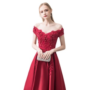 Off The Shoulder Burgundy Toast <b>Dress</b> Empire Waist <b>A</b> <b>Line</b> Evening Gown For Weddings Engagements Banquets - Product Image 5