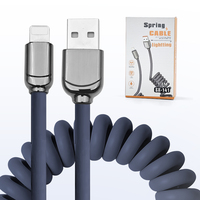 Kabel Pengisi Daya USB Fast Charging Spring Baru 8pin ke 8pin Charger PD Retractable untuk iPhone 16 15 untuk Samsung untuk Xiaomi untuk HUAWE