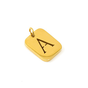 Dijes de letras rectangulares |   Colgantes con Iniciales del Alfabeto de la A a la Z en Acero Inoxidable Chapado en Oro PVD de 18K para la Creación de Joyería - Product Image 5