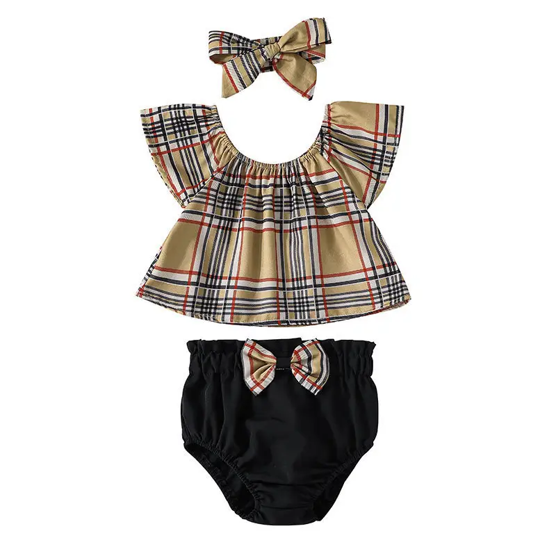 Babi Clothes Cotton Newborn 3 Pieces Babi Clothing Girl Outfit Sets Kids Short Sleeve Set 100 % Cotton Wholesale Baby Clothes