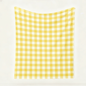 Couverture de vacances personnalisable en polaire à carreaux <span class=keywords><strong>jaune</strong></span> <span class=keywords><strong>pastel</strong></span> vichy couverture en flanelle douce, chaude et floue - Product Image 1