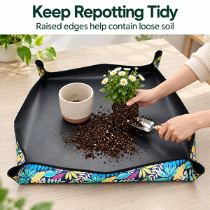 Tapis de rempotage imperméable pour plantes d'intérieur, tapis de rempotage pliable avec coins à clipser, plateau de rempotage sans désordre - Product Image 2